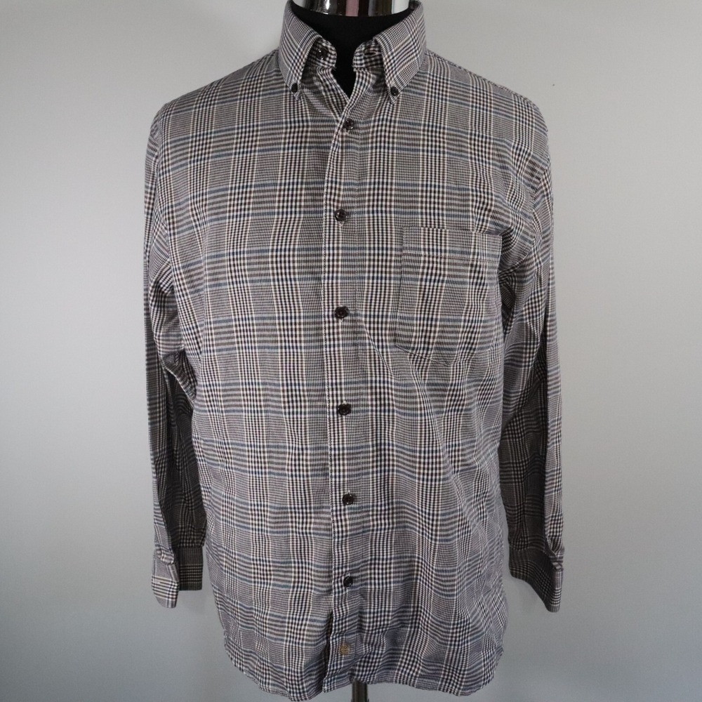 F/X Fusion Shirt‎ Mens Medium Business Casual Pocket Button Up Plaid Long Sleeve